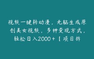 视频一键转动漫，无脑生成原创美女视频，多种变现方式，轻松日入2000＋【项目拆解】-51自学联盟