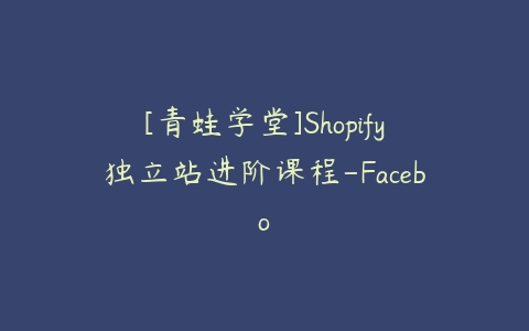 [青蛙学堂]Shopify独立站进阶课程-Facebo百度网盘下载