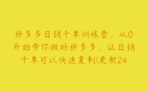 拼多多日销千单训练营，从0开始带你做好拼多多，让日销千单可以快速复制(更新24年7月)-51自学联盟