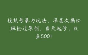 视频号暴力玩法，深层次揭秘,轻松过原创，当天起号，收益500+-51自学联盟