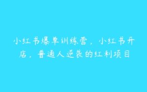 小红书爆单训练营，小红书开店，普通人逆袭的红利项目-51自学联盟