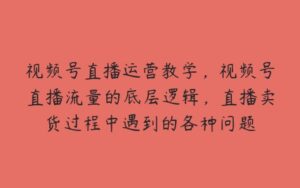 视频号直播运营教学，视频号直播流量的底层逻辑，直播卖货过程中遇到的各种问题-51自学联盟