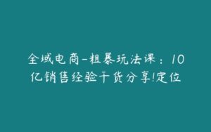 全域电商-粗暴玩法课：10亿销售经验干货分享!定位-51自学联盟