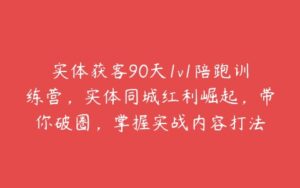 实体获客90天1v1陪跑训练营，实体同城红利崛起，带你破圈，掌握实战内容打法-51自学联盟