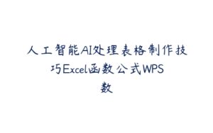 人工智能AI处理表格制作技巧Excel函数公式WPS数-51自学联盟