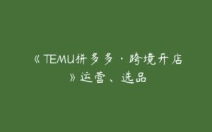 《TEMU拼多多·跨境开店》运营、选品-51自学联盟