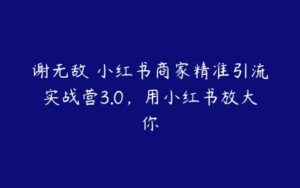 谢无敌・小红书商家精准引流实战营3.0，用小红书放大你-51自学联盟