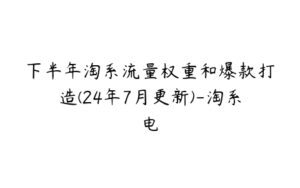 下半年淘系流量权重和爆款打造(24年7月更新)-淘系电-51自学联盟