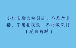 小红书婚恋粉引流，不用开直播，不用拍视频，不用做交付【项目拆解】-51自学联盟