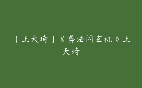 【王天琦】《葬法闪玄机》王天琦课程资源下载