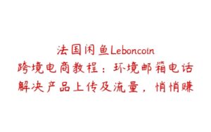 法国闲鱼Leboncoin跨境电商教程：环境邮箱电话解决产品上传及流量，悄悄赚钱【揭秘】-51自学联盟