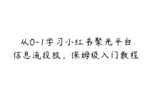 从0-1学习小红书聚光平台信息流投放，保姆级入门教程-51自学联盟