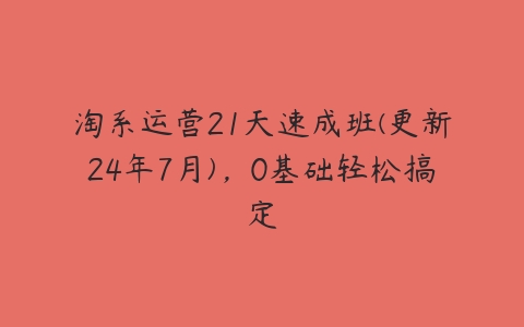 淘系运营21天速成班(更新24年7月)，0基础轻松搞定-51自学联盟