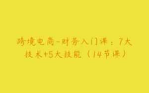 跨境电商-财务入门课：7大技术+5大技能（14节课）-51自学联盟