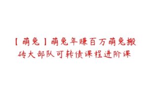 【萌兔】萌兔年赚百万萌兔搬砖大部队可转债课程进阶课-51自学联盟