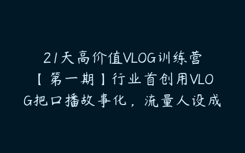 21天高价值VLOG训练营【第一期】行业首创用VLOG把口播故事化，流量人设成倍增长百度网盘下载