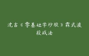 沈吉《零基础学炒股》霖式波段战法-51自学联盟