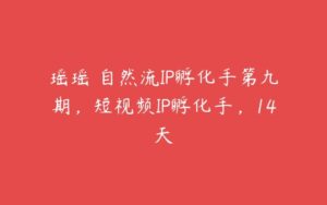 瑶瑶・自然流IP孵化手第九期，短视频IP孵化手，14天-51自学联盟