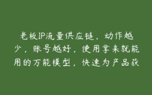 老板IP流量供应链，动作越少，账号越好，使用拿来就能用的万能模型，快速为产品获客翻N倍-51自学联盟