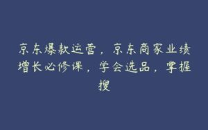 京东爆款运营，京东商家业绩增长必修课，学会选品，掌握搜-51自学联盟