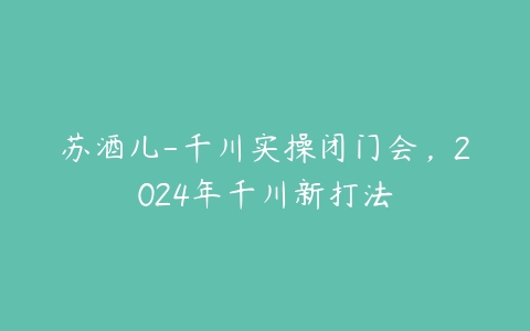 苏酒儿-千川实操闭门会，2024年千川新打法-51自学联盟