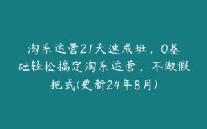 淘系运营21天速成班，0基础轻松搞定淘系运营，不做假把式(更新24年8月)-51自学联盟