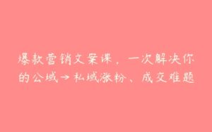 爆款营销文案课，一次解决你的公域→私域涨粉、成交难题-51自学联盟