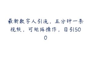 最新数字人引流，五分钟一条视频，可矩阵操作，日引500-51自学联盟