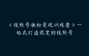 《视频号涨粉变现训练营》一站式打造稳定的视频号-51自学联盟