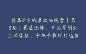 货品IP全域爆款陪跑营【第3期】赛道选择、产品策划到全域爆款，手把手教你打造货品IP，爆款不断-51自学联盟