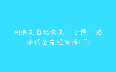 AI推文自动改文—分镜—描述词全流程实操(下)百度网盘下载