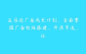 亚马逊广告成长计划，全面掌握广告矩阵搭建，开源节流，让-51自学联盟