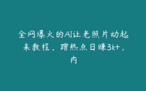 全网爆火的AI让老照片动起来教程，蹭热点日赚3k+，内-51自学联盟