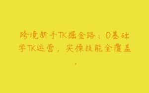 跨境新手TK掘金路：0基础学TK运营，实操技能全覆盖，-51自学联盟