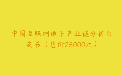 图片[1]-中国互联网地下产业链分析白皮书（售价25000元）-本文