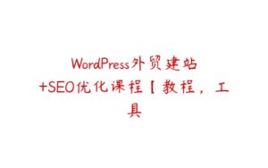 WordPress外贸建站+SEO优化课程【教程，工具-51自学联盟