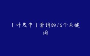 【叶茂中】营销的16个关键词-51自学联盟