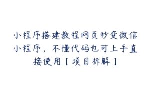 小程序搭建教程网页秒变微信小程序，不懂代码也可上手直接使用【项目拆解】-51自学联盟