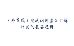 《外贸线上实战训练营》拆解外贸的底层逻辑-51自学联盟