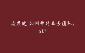 汤君健・如何带好业务团队16讲-51自学联盟