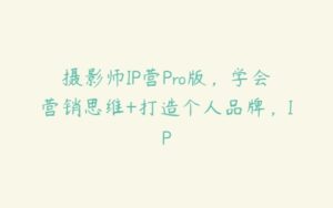 摄影师IP营Pro版，学会营销思维+打造个人品牌，IP-51自学联盟