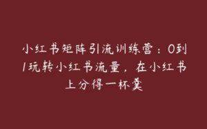 小红书矩阵引流训练营：0到1玩转小红书流量，在小红书上分得一杯羹-51自学联盟