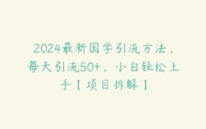 2024最新国学引流方法，每天引流50+，小白轻松上手【项目拆解】-51自学联盟