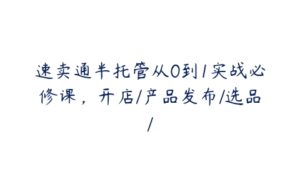 速卖通半托管从0到1实战必修课，开店/产品发布/选品/-51自学联盟