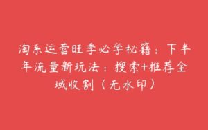 淘系运营旺季必学秘籍：下半年流量新玩法：搜索+推荐全域收割（无水印）-51自学联盟