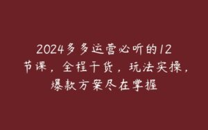 2024多多运营必听的12节课，全程干货，玩法实操，爆款方案尽在掌握-51自学联盟