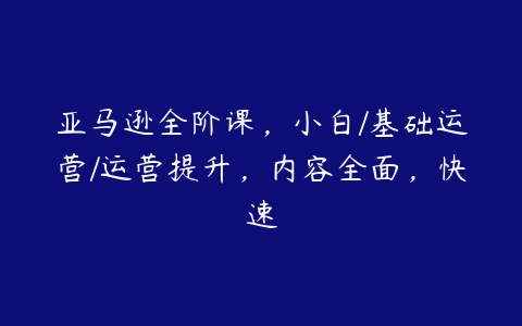 图片[1]-亚马逊全阶课，小白/基础运营/运营提升，内容全面，快速-本文