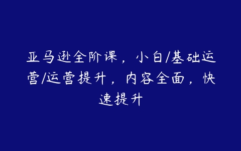 图片[1]-亚马逊全阶课，小白/基础运营/运营提升，内容全面，快速提升-本文