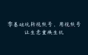 零基础玩转视频号，用视频号让生意重焕生机-51自学联盟