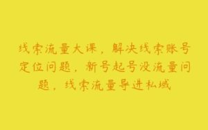 线索流量大课，解决线索账号定位问题，新号起号没流量问题，线索流量导进私域-51自学联盟